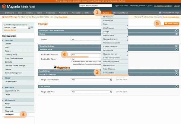 Enabiling Magento inline translation feature in Magento backend