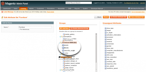 Attribute Group in Magento backend