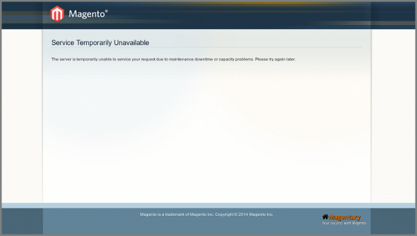 Magento Service Temporarily Unavailable page